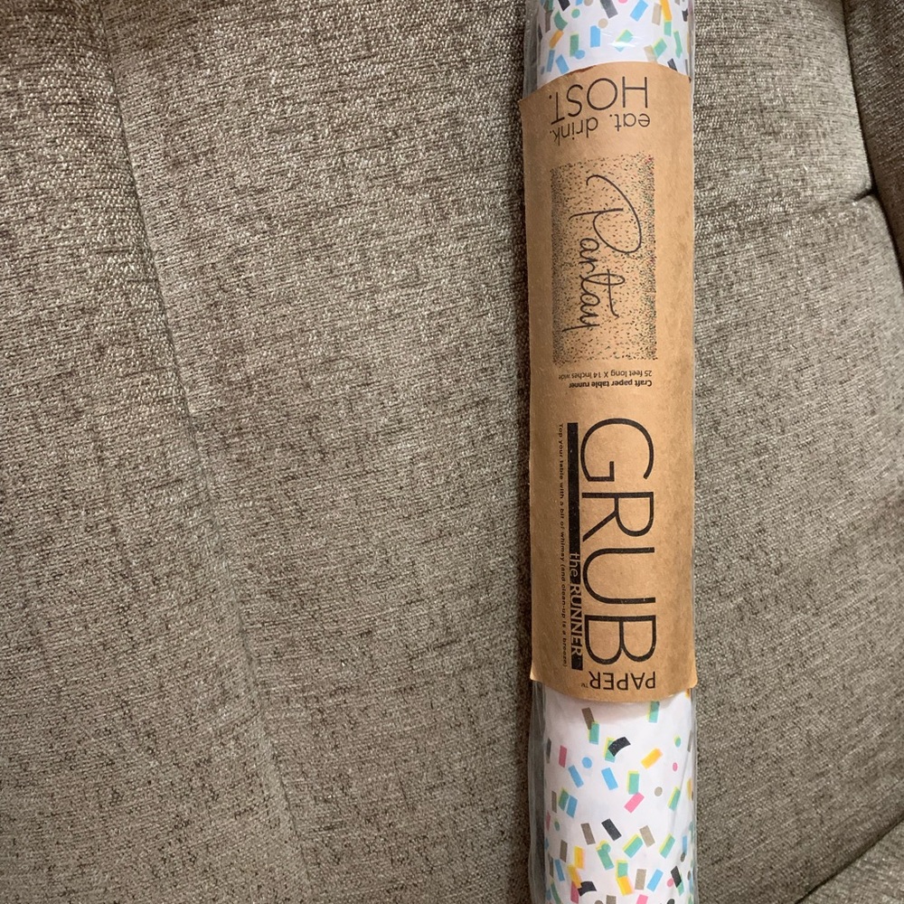 “PARTAY” Paper Table Runner with Colorful Confetti Design 25x14